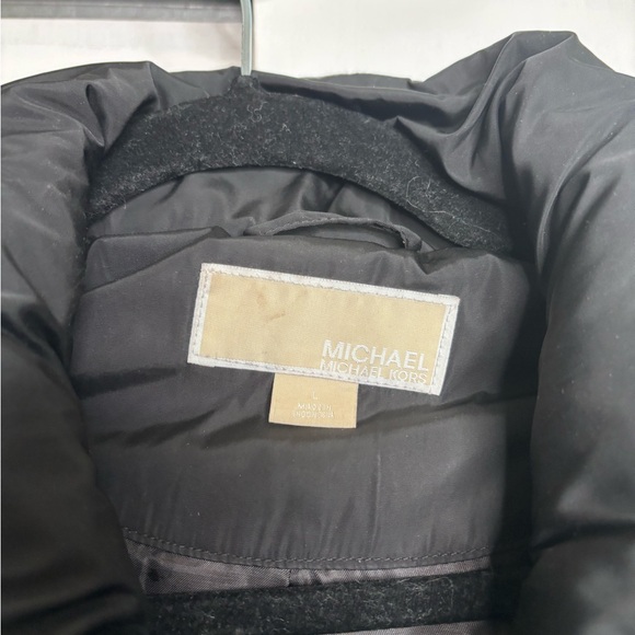 Michael Kors Black Quilted Puffer Coat Jacket Belted Zip Front Women’s Large - Picture 5 of 11